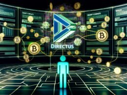 Futuristischer Kontrollraum mit leuchtendem Directus CMS, Web3-Blöcken, NFTs, IPFS-Symbolen und einem visionären Entwickler im Zentrum.