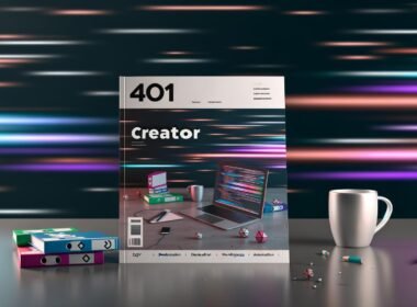 Magazincover zeigt einen modernen Creator am aufgeräumten Arbeitsplatz mit Eleventy-Interface, Organisier-Ordnern und dynamischem Digital-Workflow auf hellem Hintergrund. Ausgeblendete alte CMS-Logos sorgen für Kontrast.