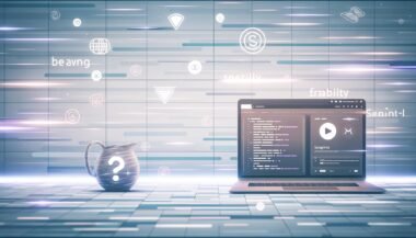 Illustration eines modernen digitalen Arbeitsplatzes mit Laptop, Headless CMS-Dashboard (Contentful, Sanity, Strapi) und Symbolen für Geschwindigkeit, SEO und Flexibilität auf blau-weißem Hintergrund.