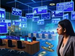 Marketer betrachtet angespannt eine Wand voll Bildschirmen mit Analytics, Datenschutzfehlern und Budgetverlust-Symbolen in einem modernen Nachtbüro.