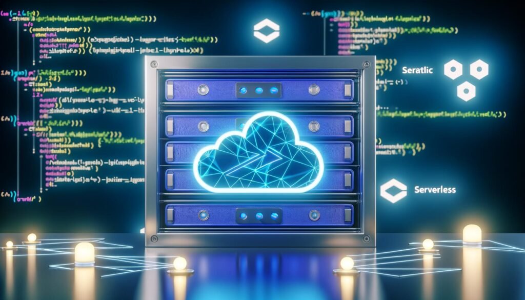 Modernes Serverrack mit digitalem 11ty-Logo, umgeben von Code-Snippets, Routing-Pfaden und Cloud-Provider-Icons wie Netlify, Vercel und AWS Lambda.