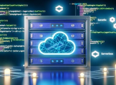 Modernes Serverrack mit digitalem 11ty-Logo, umgeben von Code-Snippets, Routing-Pfaden und Cloud-Provider-Icons wie Netlify, Vercel und AWS Lambda.