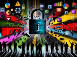 Dramatische Illustration einer zersplitterten Computerwelt mit Vorhängeschloss, fragmentierten Netzwerkkabeln, verblassenden Icons von Suchmaschinen, Marketing-Dashboards und Social Media, Warnbalken, technischen Sperr-Symbolen sowie ratlosen Business-Menschen und deutenden Politikern.