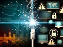 Digitales Schlachtfeld mit gespaltenem Internetkabel, Icons für DNS, IP und Online-Sicherheit über einer Skyline aus Computerchips; linke Seite strahlt Sicherheit, rechte Seite warnt vor Zensur und Gefahr. Überschrift zum Reality-Check für das freie Netz 2025.