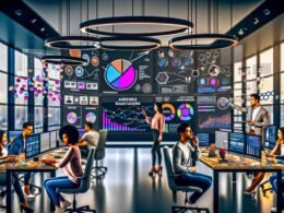 Fokussiertes Marketing- und Analyse-Team bespricht komplexe Dashboards, Verhaltenssegmentierungen und Nutzerreisen an digitalen Bildschirmen in einem modernen Workspace 2025
