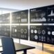 Modern gestaltetes Datenanalyse-Dashboard mit hervorstechenden KPIs und fokussierten Marketer:innen in einem hellen Büro