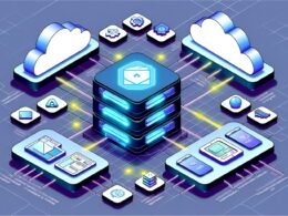 Isometrische Illustration einer modernen Jamstack Multichannel Architektur mit Headless CMS, API-Verbindungen zu unterschiedlichen Frontends, Sicherheitslayern, Static Site Generator-Logos und globalem CDN-Netzwerk im Glitch-Effekt.