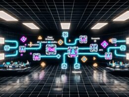 Futuristischer Kontrollraum mit holografischen Schnittstellen, digitalen Pipelines und einem vielfältigen Team, das KI-Inhalte, APIs und semantische Tags auf schwebenden Bildschirmen überwacht. Visuelle Darstellung der 'Plasmic AI Content Pipeline' als leuchtende, modulare Blöcke mit integrierten Begriffen wie Automatisierung, Semantik und API-Orchestrierung.