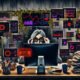 Marketer entfernt rosarote Brille vor mehreren Monitoren mit Warnmeldung ‚Conversion-Killer gefunden‘, umgeben von Berichten, Kaffeebechern und digitalem Dschungel.