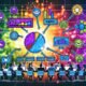 Illustration eines modernen, diversen Data-Driven Marketing-Teams vor einem detailreichen Dashboard mit Daten-Widgets und Verknüpfungen zu Analyse- und Marketing-Tools im Symbolstil.