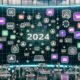 Futuristisches Konzeptbild einer Content Creator Plattform 2024 mit digitalem Dashboard, Creators, KI, Datenanalyse und Plattformlogos.