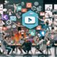 Eine dynamische Collage von Creators, darunter YouTuber, Podcaster, Streamer und digitale Künstler, arbeiten an modernen Geräten in einem kreativen Workspace mit Plattform-Logos und Symbolen für Techniktools.