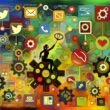 Illustration eines digitalen Creators, umgeben von Icons für Social Media, Payment Gateways, Analytik, Automatisierung und Workflows.