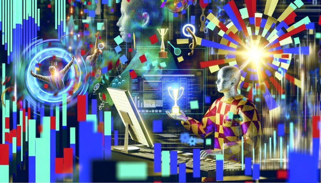 Redaktionelle Illustration eines chaotischen Tech-Arbeitsplatzes mit zahlreichen Dashboards und Performance-Experten, während eine fokussierte Figur ein minimalistisches Dashboard zur echten Optimierung betrachtet.