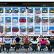 Frustriertes Team vor chaotischer, überladener WordPress-Mediathek mit zahlreichen unsortierten Bild- und Dateivorschauen, Metadaten-Symbolen und Warnungen über Dateichaos.
