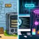 Vergleichende Illustration eines klassischen WordPress-Monolithen mit PHP und einem modernen Headless-WordPress-Setup mit JavaScript-Frontend wie Next.js oder Gatsby.