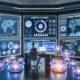 Marketing-Experte analysiert KI-gestützte Dashboards mit Heatmaps und Datenflüssen in einem futuristischen War Room
