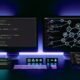 Visualisiertes Dashboard mit Headless WordPress-Backend, Next.js-Frontend im Dunkelmodus, verbunden durch API-Linien und umgeben von technischen Icons für moderne Webintegration.