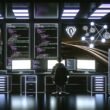 Futuristischer Entwickler an mehreren Monitoren mit Code und Dashboards für WordPress, Next.js und GraphQL in einem modernen, dunklen Workspace mit Serverracks, Datenströmen und leuchtenden Neonakzenten bei Nacht.
