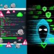 Geteiltes Digitalbild mit einer chaotischen WordPress-Ansicht voller Probleme auf der linken und einer leistungsfähigen statischen Website mit Sicherheits- und Geschwindigkeits-Symbolen auf der rechten Seite.