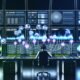 Person mit Headset in digitalem Kontrollraum, überwacht Audio-Wellenformen, Werbekampagnen-Dashboards und holografische Ad-Tech-Icons vor Amazon Music-Logo.