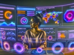 Marketer analysiert Benutzerinteraktionen in einem fortschrittlichen Website-Kontrollzentrum mit Daten-Dashboards, Heatmaps und Datenschutz-Overlays im Jahr 2025