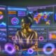 Marketer analysiert Benutzerinteraktionen in einem fortschrittlichen Website-Kontrollzentrum mit Daten-Dashboards, Heatmaps und Datenschutz-Overlays im Jahr 2025