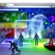Moderne, abstrakte Illustration eines transparenten Dashboards mit Heatmaps, Session Replays und Nutzer-Metriken, umgeben von Nutzer-Silhouetten mit Mausaktionen, vor einem Netzwerk aus Datenpunkten.
