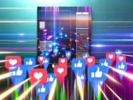 Visuell eindrucksvolle Titelseite mit Floating-Smartphones, die verschiedene Social-Media-Shortform-Clips abspielen, abstrahierte Datenvisualisierungen und Neon-Glitch-Effekte im Hintergrund, symbolisiert den Konkurrenzkampf um Aufmerksamkeit 2025.