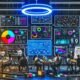 Modernes Office mit Team aus Data Engineers, Marketing-Managern und Developern vor User Analytics Dashboards, Whiteboard-Skizzen und Neonlichtern.