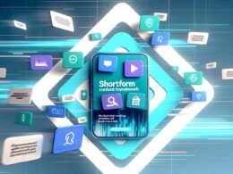 Titelbild mit einem Smartphone, Social-Media-Apps auf dem Display, schwebende Cards mit Video-Thumbnails und Infografiken, dazu moderne digitale Farben und dynamische Designelemente.