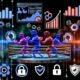 Collage aus Analytics-Dashboards mit Google Analytics, Matomo, Plausible, Piwik PRO und Adobe Analytics als Boxer im Boxring, DSGVO-Symbole und Entwickler im Hintergrund.