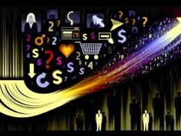 Abstrahierter, moderner Data-Funnel mit bunten Symbolen und Zahlenströmen; im Hintergrund verblasste PowerPoint-Charts und verwirrte Menschen in Anzügen, im Zentrum eine leuchtende Datenvisualisierung.