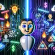 Editorial-Collage mit Chatbot-Avatar, links OpenAI-Hype mit Neonlichtern und jubelnden Menschen, rechts Kritiker, Datenschutz-Icons und zersplitterte Spiegel, im Hintergrund futuristische Skylines und digitale Algorithmen, verbunden durch einen Lichtstrahl.