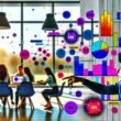 Konzentrierte Person analysiert Data Dashboard im modernen Büro mit Balkendiagrammen, Heatmaps und inspirierter Teamdiskussion im Hintergrund.
