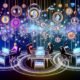 Stylisierte Collage: Marketer an futuristischen Schreibtischen mit schwebenden Podcast-Audiowellen, Sprachsymbolen, SEO-Charts und KI-Dashboards für Voice-Analytics und Marketing-KPIs.