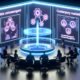 Futuristischer Arbeitsplatz mit Team, das transparente Dashboards analysiert, digitaler Datennutzungskern, Symbole für Automatisierung, Consent-Management und Datensicherheit im modernen Büro