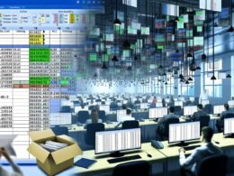 Dynamisches Büro mit Mitarbeitenden, die an Excel-Tabellen, Datenquellen, Code-Editoren sowie automatisierten Data-Pipelines und Dashboards arbeiten.