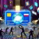 Illustration einer digitalen Schlacht: Staaten und Tech-Konzerne greifen nach einer riesigen digitalen Identitätskarte, während Einzelpersonen mit Wallet- und Blockchain-Symbolen ihre digitale Identität im Cyberspace verteidigen.