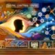 Künstlerische Darstellung eines digitalen Kontrollzentrums mit KI-gesteuerten Dashboards, Marken- und Storytelling-Elementen, leuchtenden Netzen und modernen Farbkontrasten.