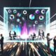 Digitales Open-Office mit großem Dashboard, bunten Datenströmen, kollaborierenden Personen und zerbrechenden Datensilos im Hintergrund