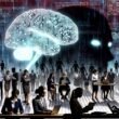 Stilisierte Darstellung von diversen Fachleuten um ein leuchtendes, digitales Gehirn aus Schaltkreisen, das über einem Tisch mit Unterlagen zu Ethik, Technologie und Regulierung schwebt. Im Hintergrund angedeutete KI-Algorithmen als Schattenfiguren.
