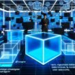 Stilisierter Kontrollraum mit Hologrammen und Datentafeln, zentrale Person analysiert offene Datenflüsse, Blackbox-Marketing wird transparent.