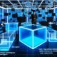 Stilisierter Kontrollraum mit Hologrammen und Datentafeln, zentrale Person analysiert offene Datenflüsse, Blackbox-Marketing wird transparent.