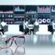 Analysten und IT-Spezialisten analysieren konzentriert nüchterne Datenvisualisierungen an großen Bildschirmen in einem modernen Büro, eine zerbrochene rosa Brille im Vordergrund steht für den Abschied von oberflächlicher Kosmetik.
