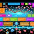 Modernes Kundendaten Übersicht Dashboard mit bunten, vernetzten Widgets für Kundenmetriken, grafischen Analysen, Consent-Status und Multichannel-Attribution, integriert mit CRM, Apps, E-Commerce und Offline-Touchpoints.