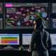 Person im Hoodie analysiert im modernen Control-Room komplexe Nutzerreise auf Monitoren, mit bunten Click Paths, Analytics-Tools und Schritt-für-Schritt-Checkliste im Hintergrund.