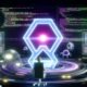 Futuristischer SEO-Experte in einem dunklen Kontrollzentrum mit holografischen Anzeigen von Meta-Tags, HTML-Code und Suchmaschinen-Rankings. Zentral leuchtet ein übergroßes Meta-Tag-Symbol.