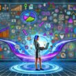 Digitaler Growth Hacker mit Laptop vor leuchtendem Dashboard voller A/B-Tests, Funnels, Heatmaps und Conversion-Trigger, umgeben von Icons für Psychologie, Usability und Testing. Im Hintergrund verblassen klassische Marketing-Elemente.