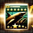 Amazon Interface mit mehreren Produktanzeigen, ein herausragendes Listing mit goldenen Sternen und Aufwärtspfeil im Vordergrund, andere Listings im Hintergrund verblassen; abstrakte Datenströme und Algorithmus-Symbole visualisieren Technik und Wettbewerb.